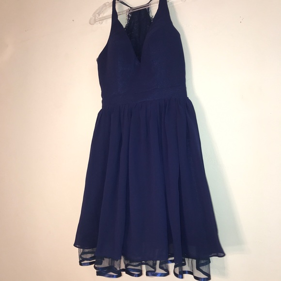 Dark Blue Lace-Back & Detailed Bottom Dress - Picture 1 of 6